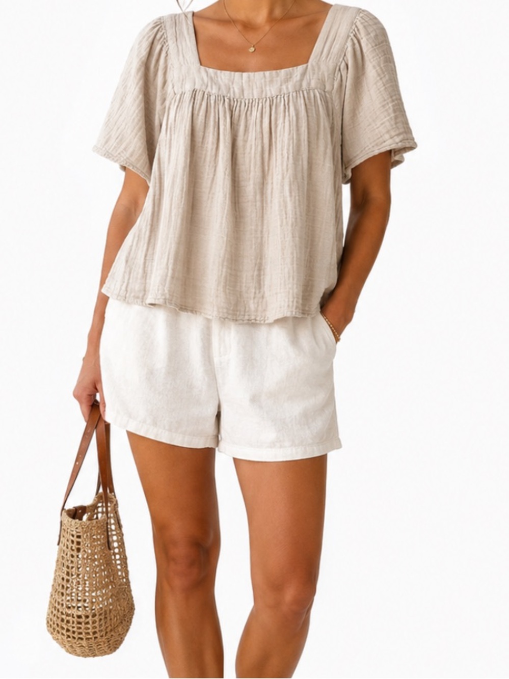 Style & Co. Square-Neck Cotton Gauze Women’s Top